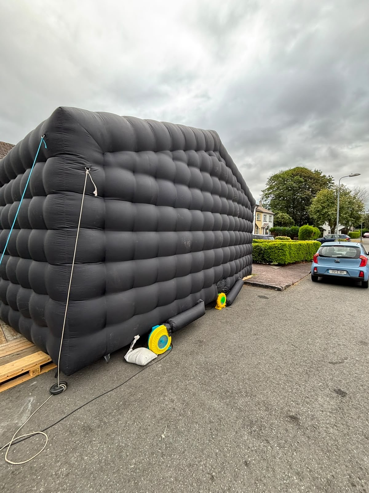 The inflatable nightclub set up on a residential street